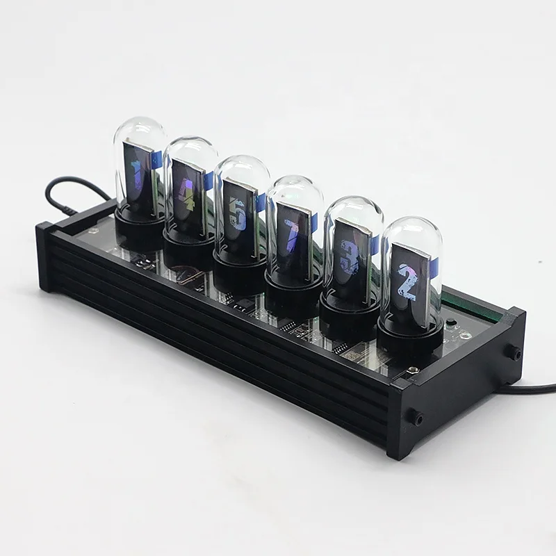 Destiny Stone Gate IPS Nixie Clock Cyberpunk Aluminum Alloy Computer Desktop Ornament Digital Glow Nixie Tube Clock acrylic  