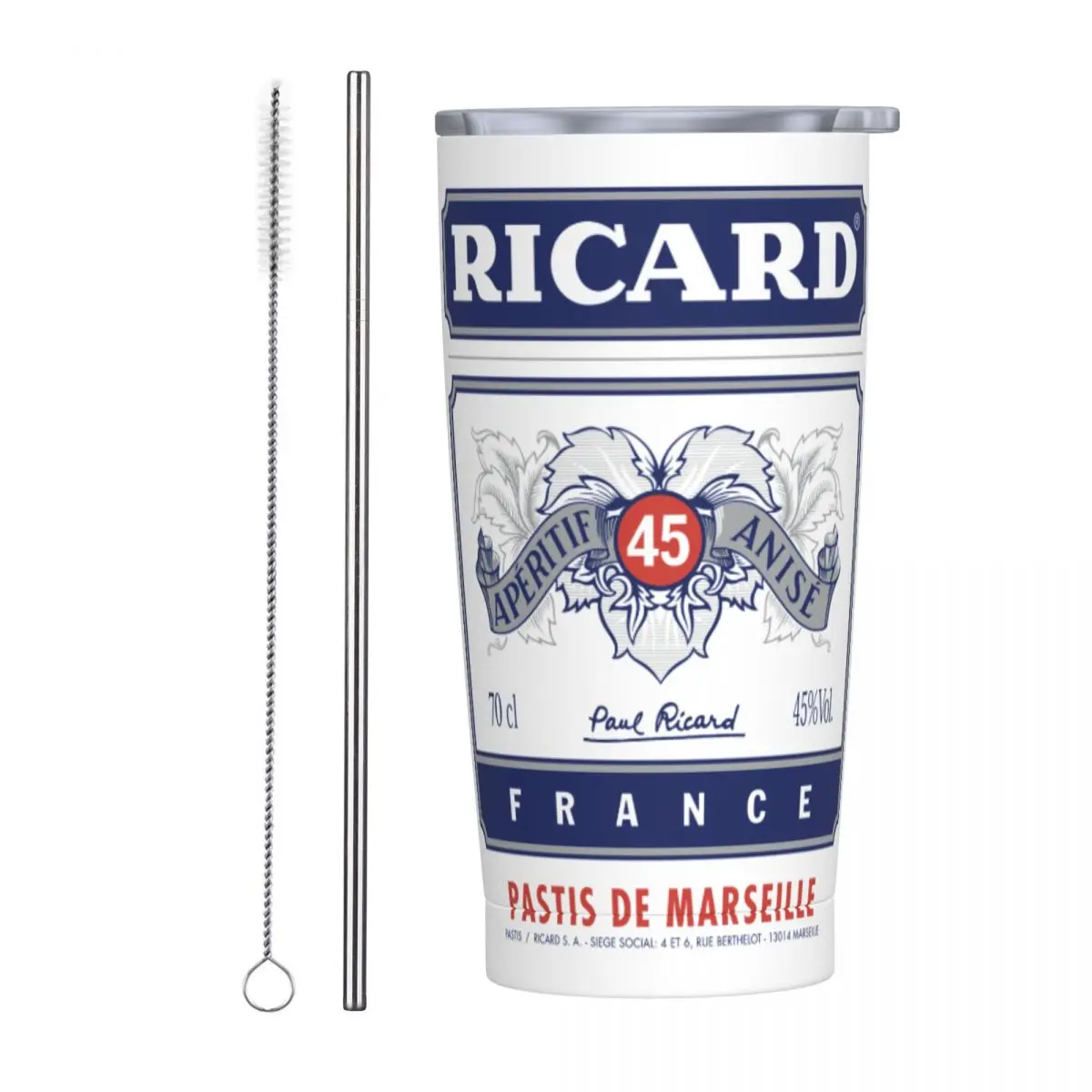 

Французская кружка-ликер для Рикарда Pastis, кружка с соломинкой из нержавеющей стали, кружка с двойными стенками, вакуумная Изолированная кружка для Рикарда, Кружка для Рикарда, 20 унций