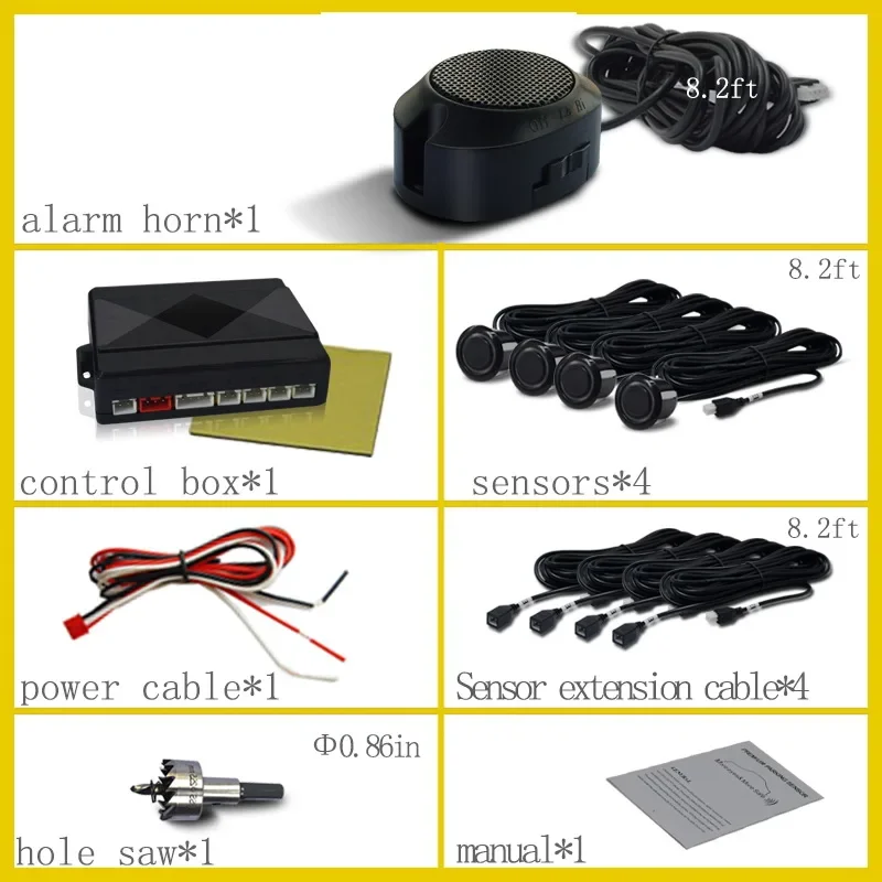 Professional Car Front Parking Sensor Kit parking sensor kit led parking sensor kit parking sensor car led parking sensor Auto Parktronic Vehicle Assistant System Buzzer Alarm Volume Can be Adjusted Universal