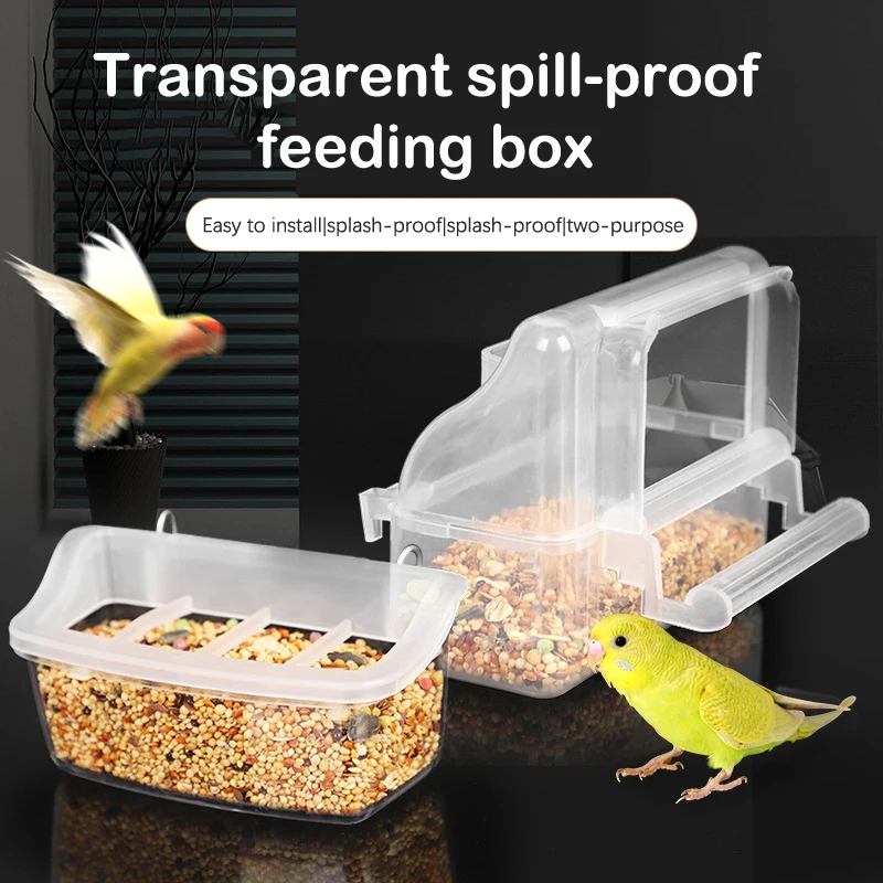 

1Pc Bird Cage Feeder Parrot Birds Water Hanging Bowl Parakeet Feeder Box Pet Cage Plastic Food Container Bird Supplies