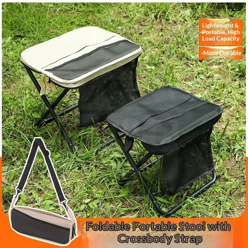 Chaise pliante de camping en bandoulière avec rangement pour randonnée, pique-nique et pêche
