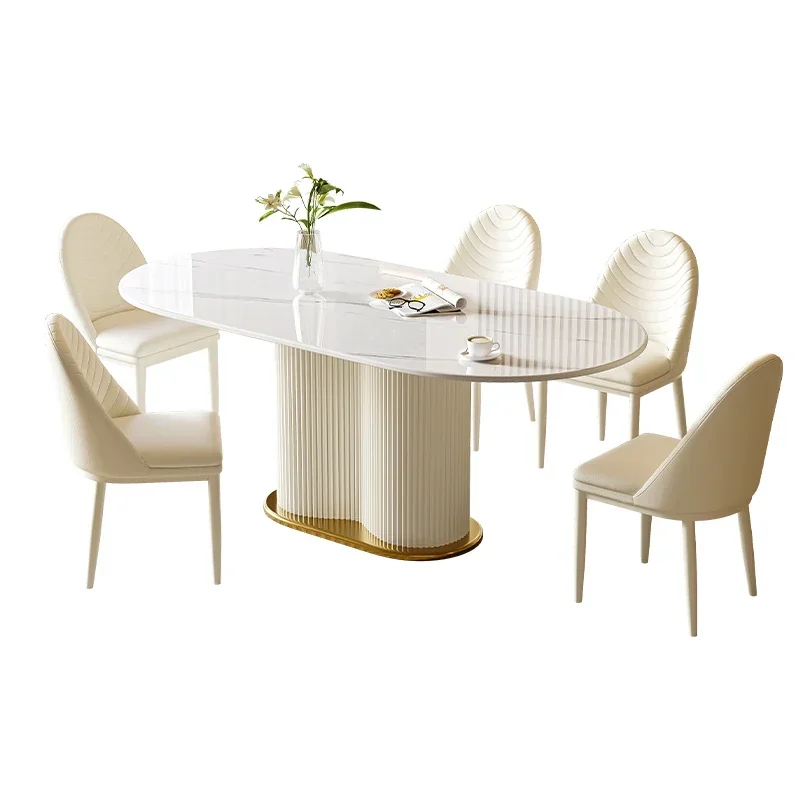 

White Slate Dining Table Modern Luxury Nordic Simple Coffee Tables Receptionist Design Kitchen Furniture