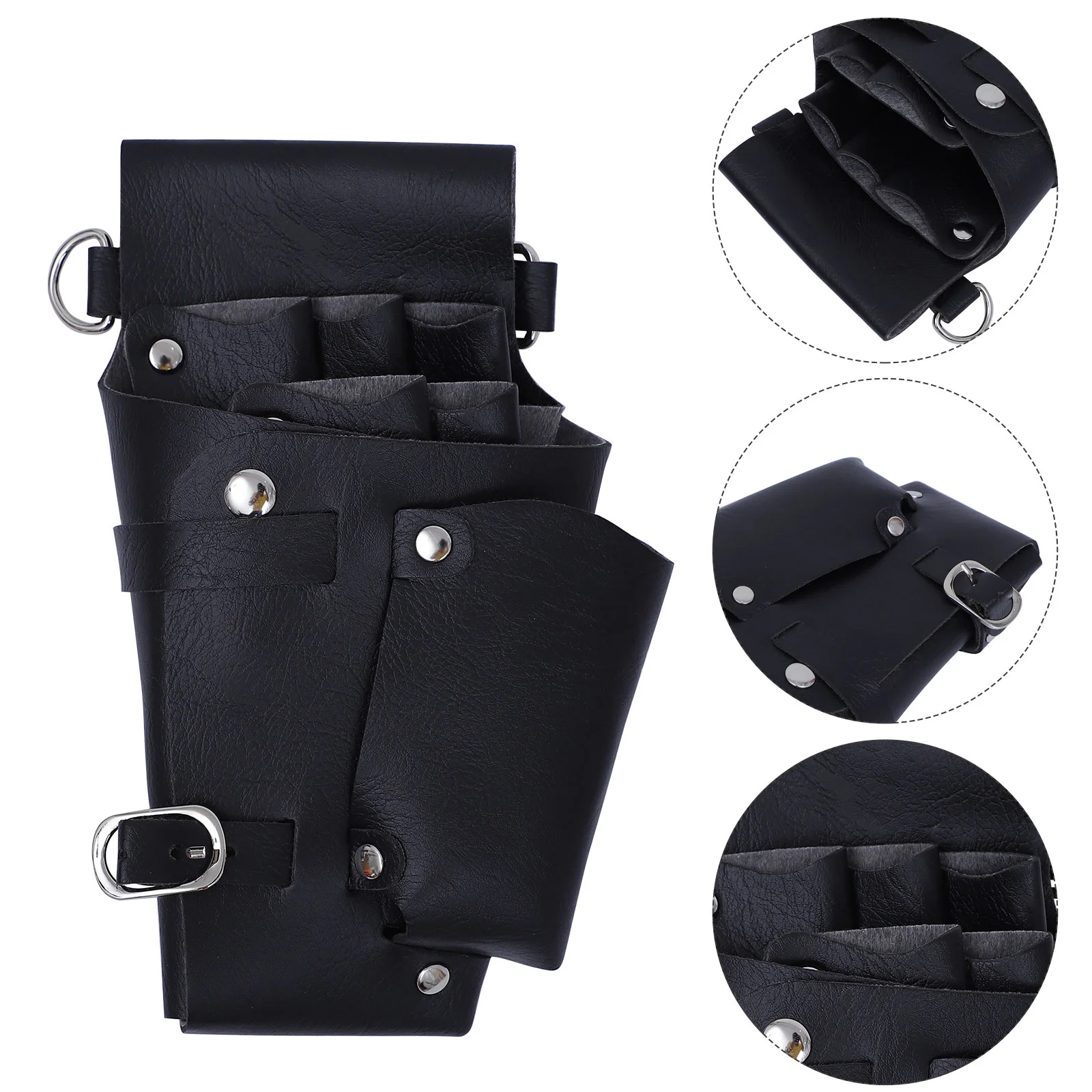 

Fanny Pack Barber Scissors Bags Black Waist Tool Kit Belt Shears Hair Pouch Roll-up Handmade Holster Salon Tools