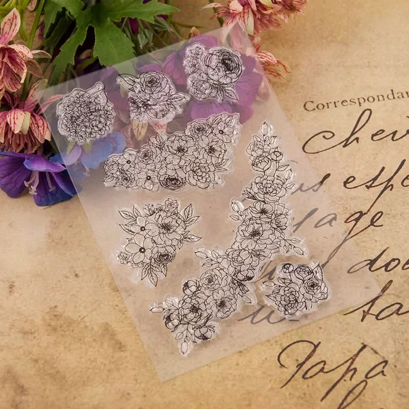 Petal Flowers Clear Stamp Transparent Silicone DIY Stamp Seal Sheet for Scrapbooking Making Album Photo Handmade Decoration