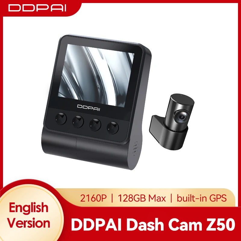 DDPAI Dash Cam Z50 Front and Rear 4K, Cam Car Camera with 2160P Front +1080P Rear, Built-in WiFi GPS, Dual Dash Camera for Cars