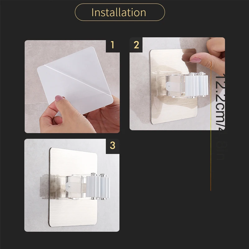 shelf for holding household mops is easy to install without punching