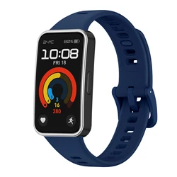 Breathable Silicone Sport Strap - Replacement Wristband Bracelet for Huawei Band 9 (Navy blue)