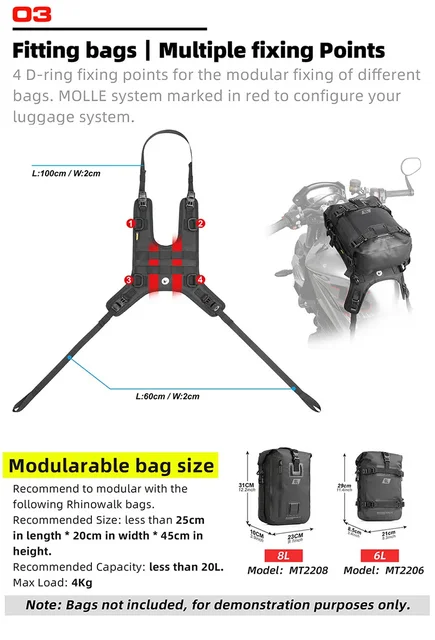 Base de Sac Précieux pour Moto, Réglable, Portable, Étanche