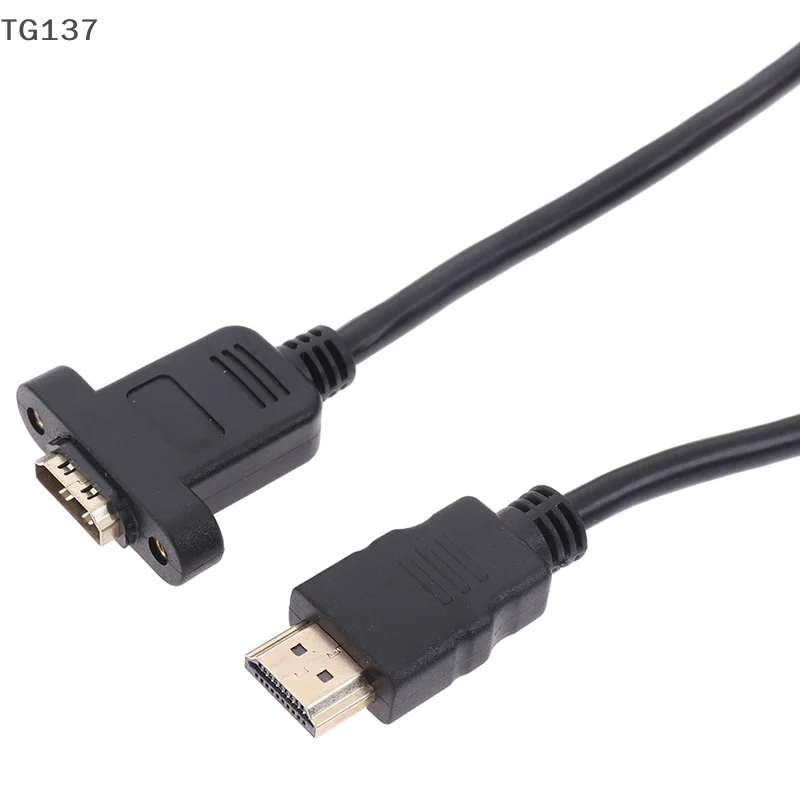 1Pc HDMI 연장 케이블 남성-여성 금도금 나사 패널 마운트 케이블 포함
