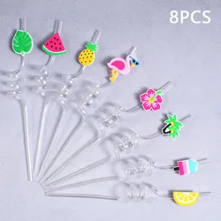 Rainforest - Themed Reusable Straws - 8 - Pack for Parties and Events (Clear)