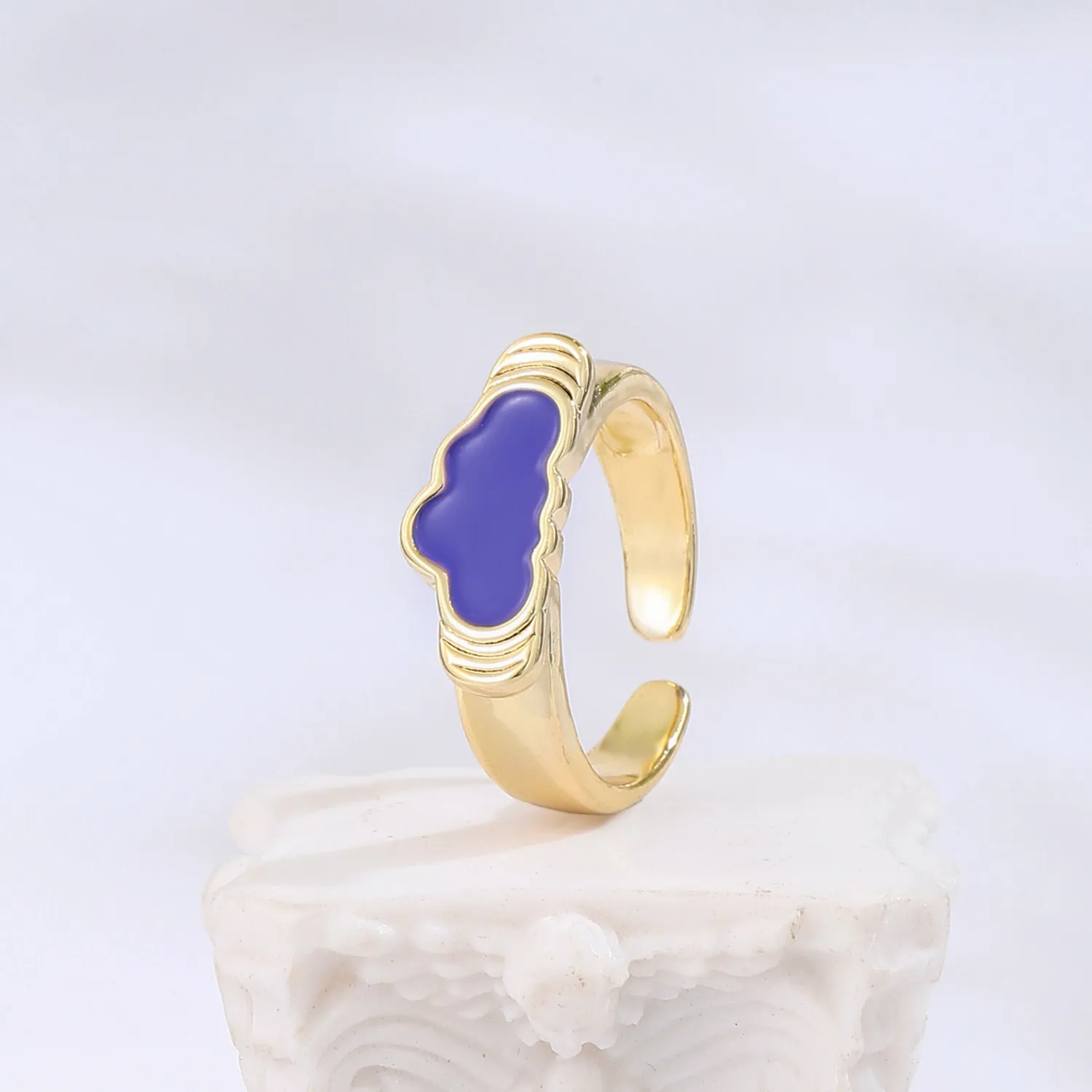 2021 INS Color Rainbow Fashion Rings For Women Finger Jewelry Clear CZ Colorful Neon Enamel Open Adjusted Dome Ring