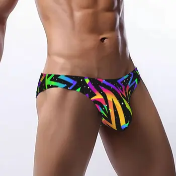 Slip Sexy da Uomo Traspiranti, Bikini con Motivi a Stelle e Arcobaleno Geometrici, Mutande da Uomo a Vita Bassa