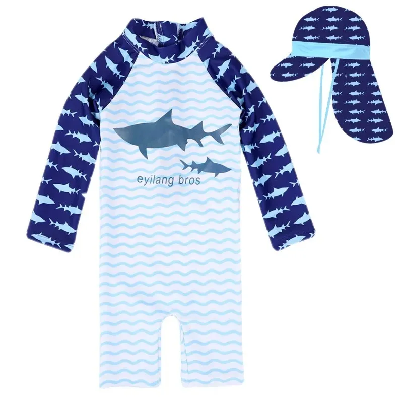 Baby Boys Swimsuit Long Sleeves One Piece Swimwear for Kids Toddler Cartoon UPF50+ Rash Guards Infant Bathing Suit Korea Sets