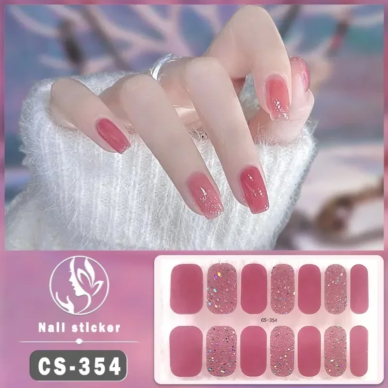Nail Stickers Bake Free Gel Waterproof Durable 3D Solid Color Jump Color Gradient