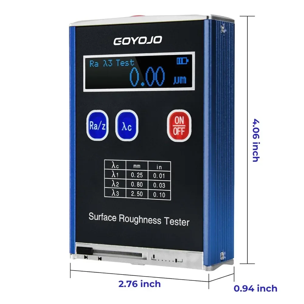 Surface Roughness Tester Portable Roughness Gauge Ra/Rq 0.05~15.0μm Rz/Rt 0.1~50.0μm with Standard Calibration Block and Bracket 5
