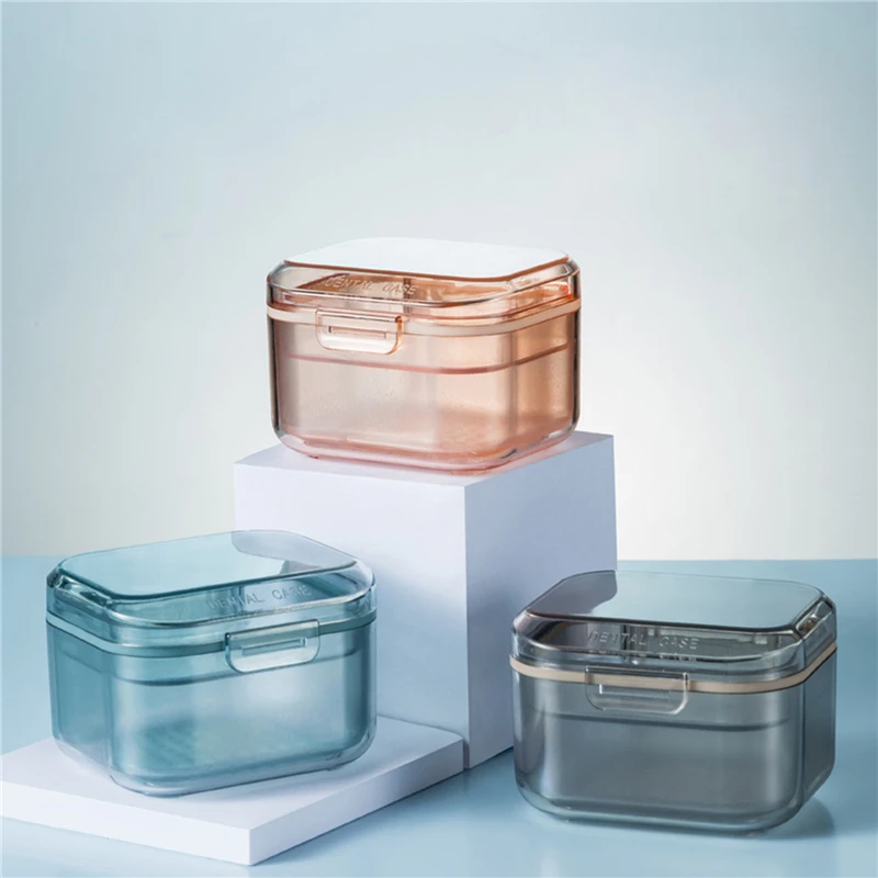 

Denture Storage Box Dental Retainer Orthodontic Mouth Guard Container Plastic Oral Hygiene Supplies Tray Dental Appliance Case