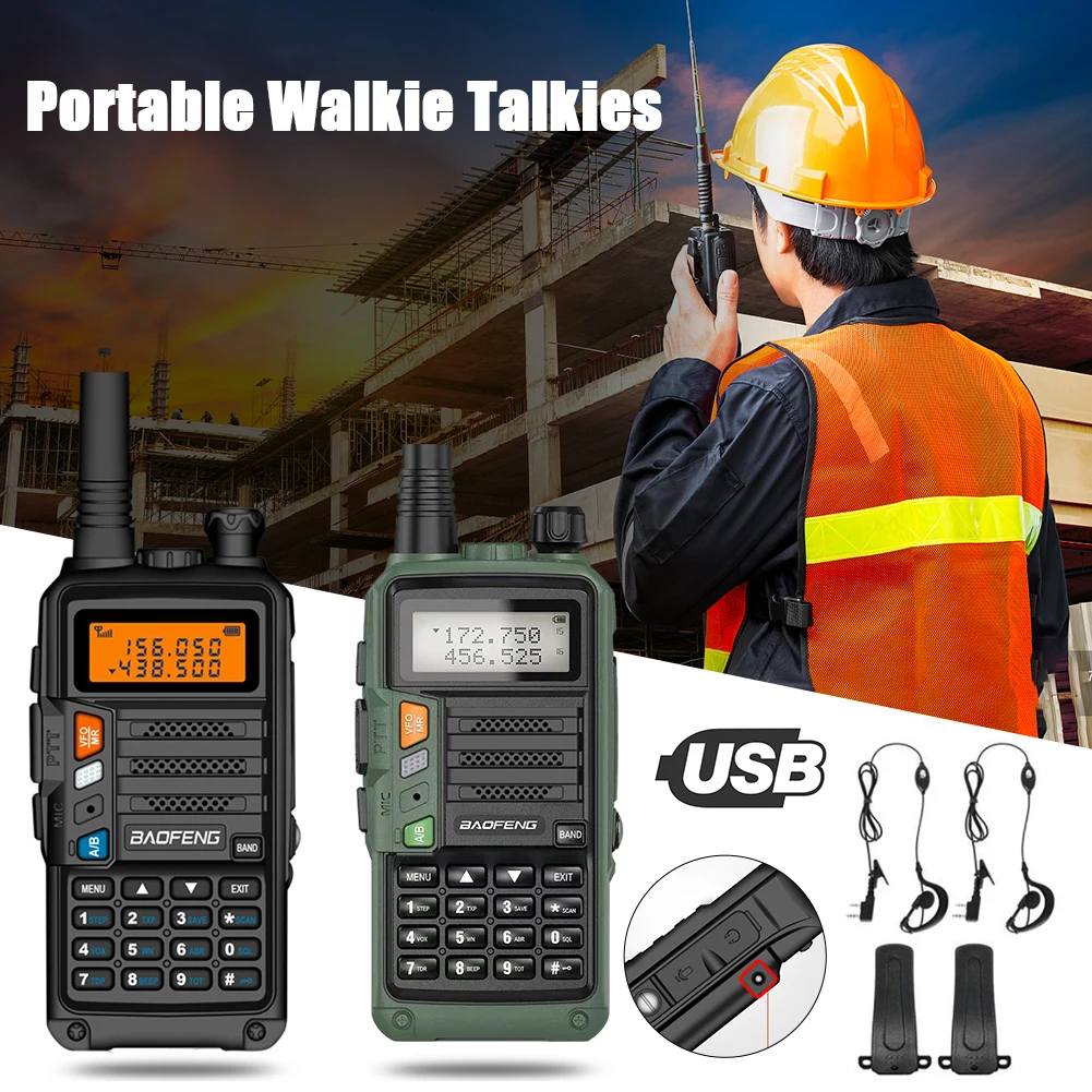 Walkie Talkie Palmare Dual Band Radio Bidirezionale Walkie Talkie A 128 Canali Intuitivo Con Antenna E Caricatore Usb Per Uso Esterno
