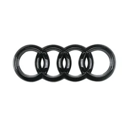 Sleek 4 Rings ABS Car Emblem Set - Front and Rear Badge Collection - Rear 192mm (Glossy Black)