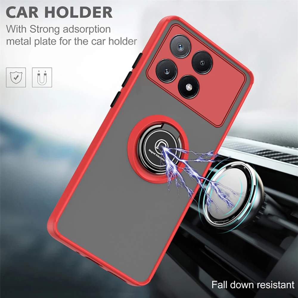 Matte Magnetic Ring Holder Shockproof Armor Phone Case - Universal Fit