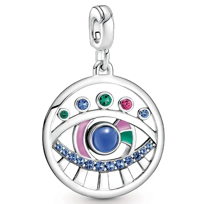 

Authentic 925 Sterling Silver Moments ME The Eye Medallion Dangle Charm Bead Fit Pan Bracelet & Necklace DIY Jewelry