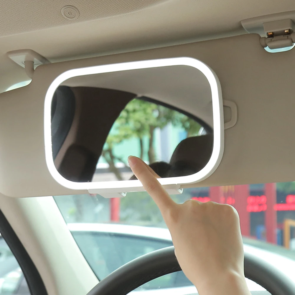 Miroir pare-soleil universel de voiture avec lumière LED, miroir de  maquillage à intensité réglable, rétroviseur intérieur d'automobile avec  lumière LED - AliExpress