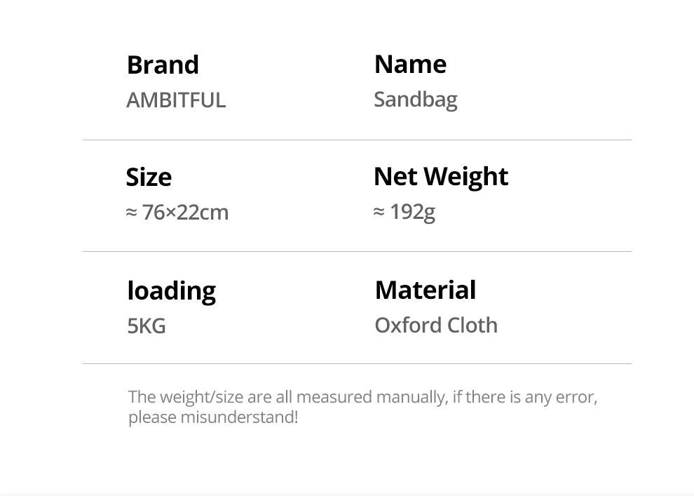 Dual-section Design Sandbag Photography Studio Video Stage Load-Bearing 5KG Thic