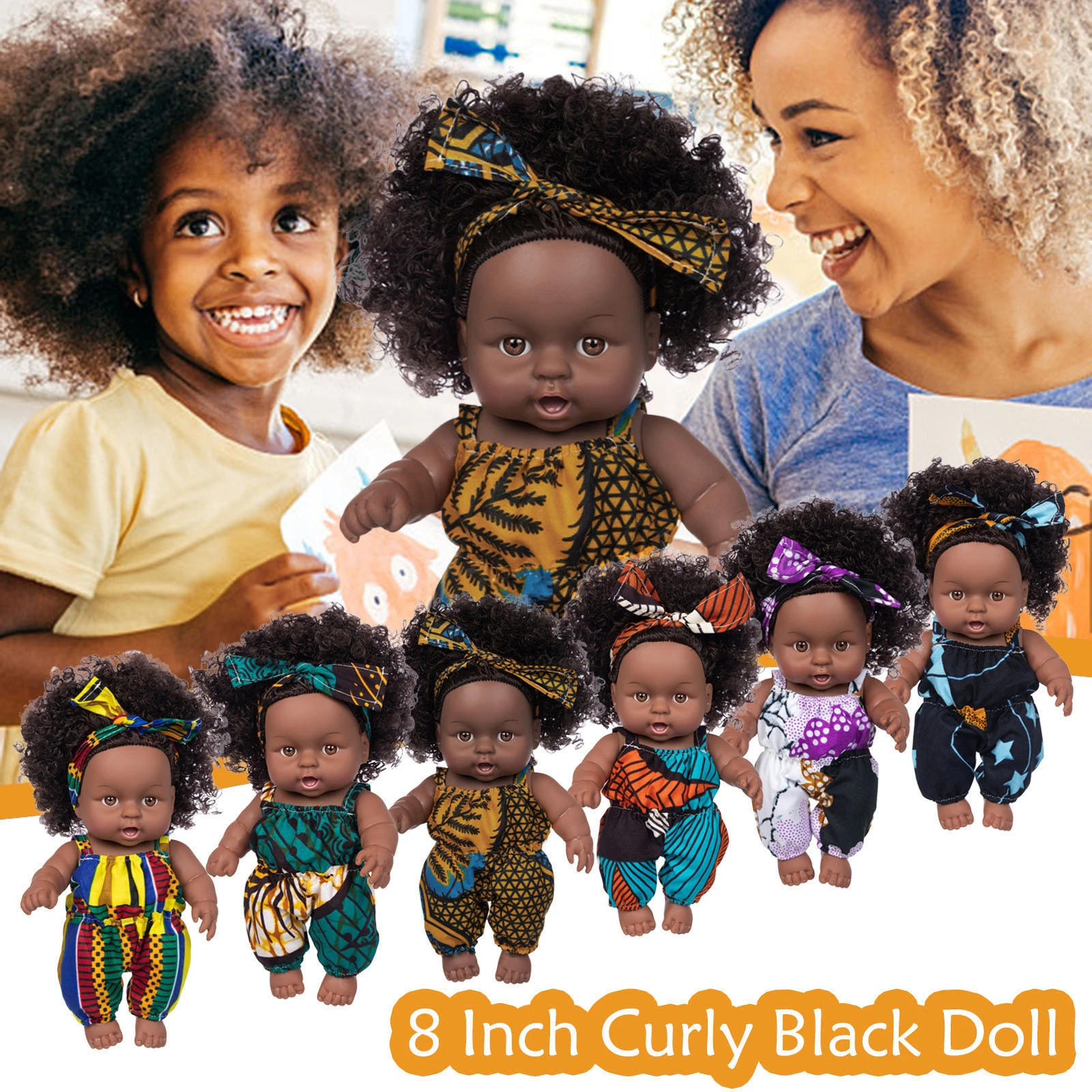 Juguete de bebé negro africano realista, ojos marrones y piel negra suave,  simulación de muñeca de dibujos animados, lindo Mini niño, niña, regalo| |  - AliExpress