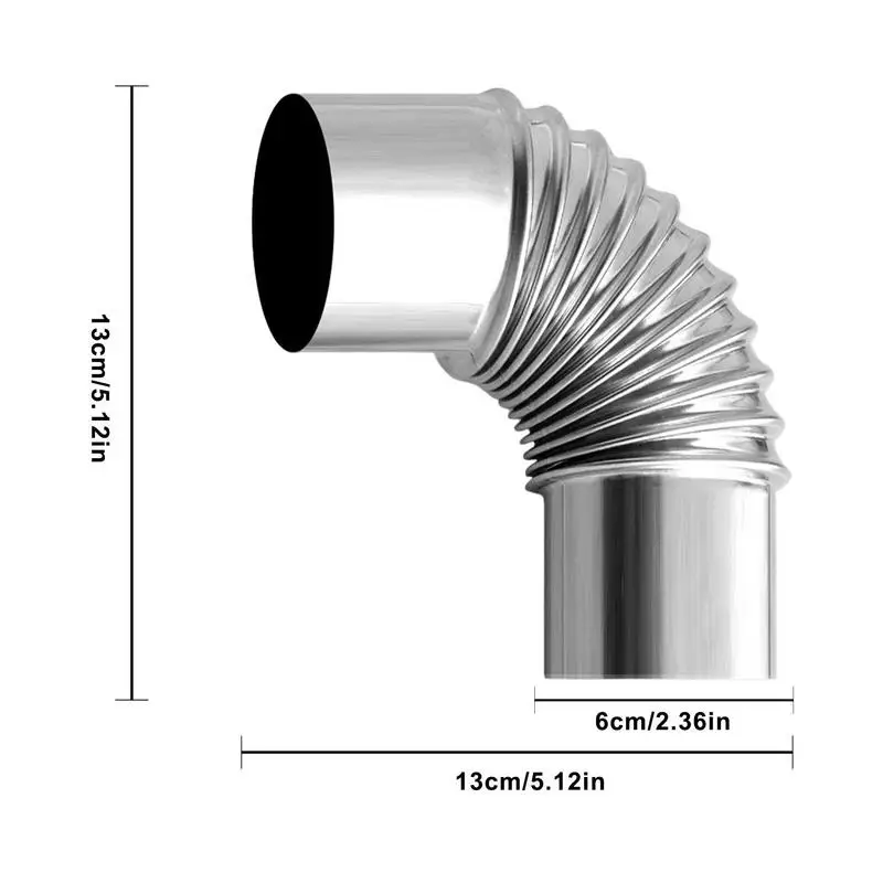 60mm Stainless Steel 90 Degree Elbow Chimney Liner Bend Multi Flue Stove Pipe Outdoor Camping Wood Stoves Chimney