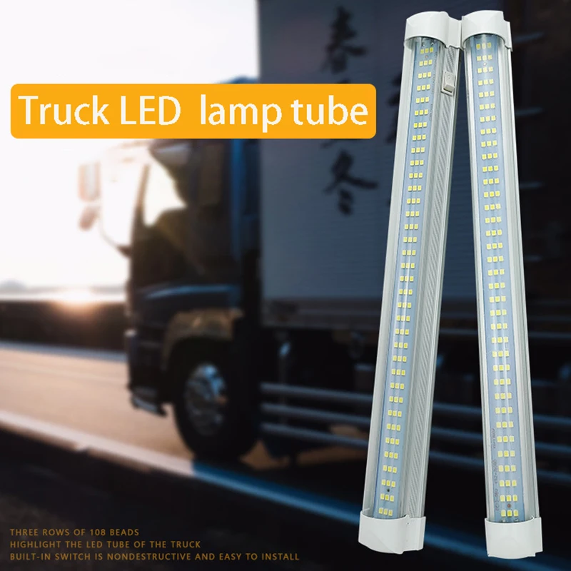 108 LED 12V Car Interior Led Light Bar White Light Tube with Switch for Van  Lorry Truck RV for Camper Boat Indoor Ceiling Light