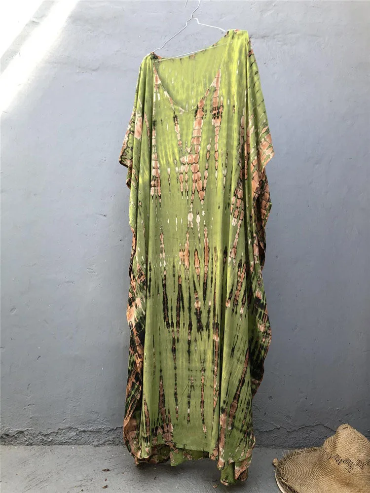 Fashion Casual Striped Print Long Dresses Women Bohemian V-neck Bat Sleeve Loose Slit Beach Dress Summer New Beachwear Vestidos 164 Fashion Casual Striped Print Long Dresses Women Bohemian V-neck Bat Sleeve Loose Slit Beach Dress Summer New Beachwear Vestidos