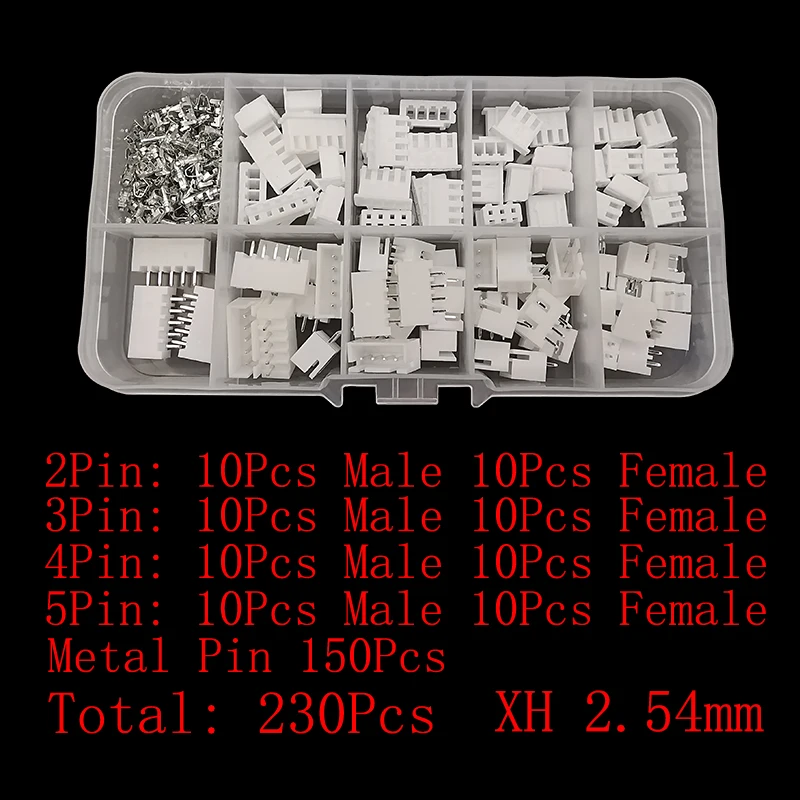JST PH XH Terminals Kit 230Pcs/Box 2/3/4/5 Pin
