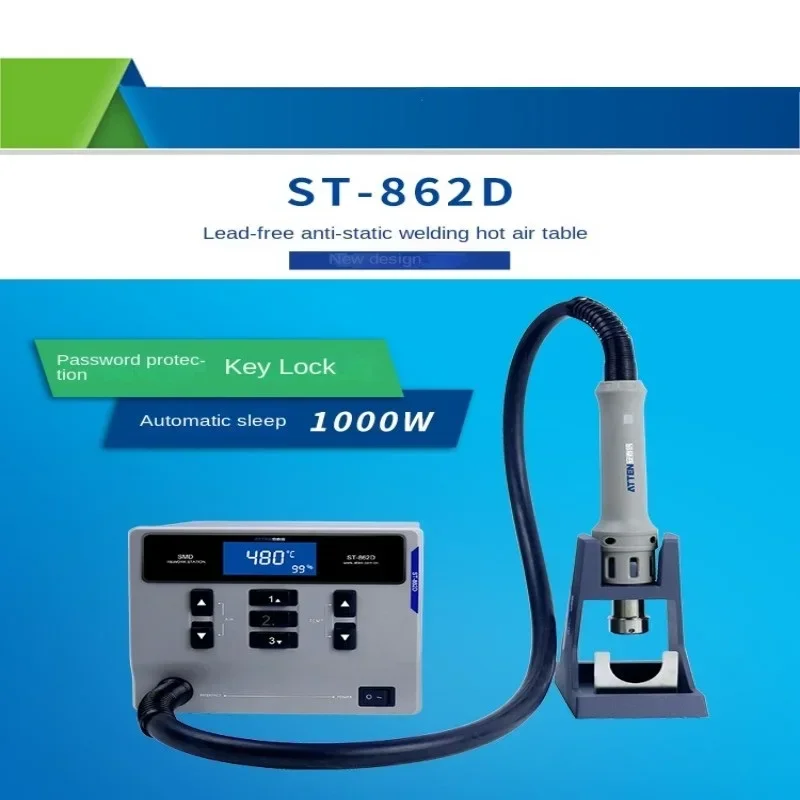Hot Air Gun Soldering Station ATTEN ST-862D Hot Air Gun Soldering Station Lead-free Intelligent Digital Display 1000W Rework Station For Phone PCB Chip Repair