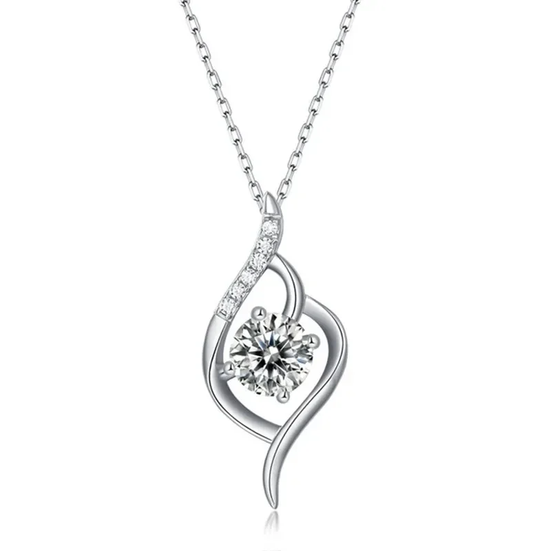 

LORIELE 1 Carat 925 Sterling Silver Godless Moissanite Pendant Necklace Brilliant Cut DFirst Sight Love Moissanite Chain Gift