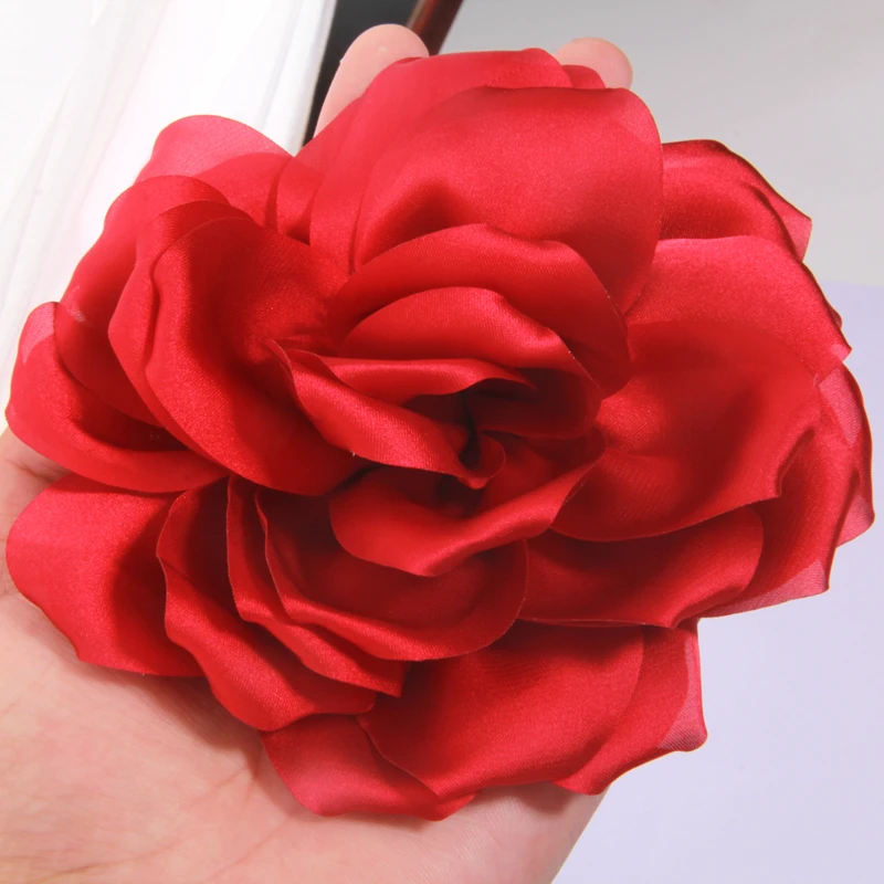 2 Stück 14 cm Chiffon Organza Stoff Rose Blumen Hochzeitskleid Mädchen Kleidung Kopfbedeckung Dekoration DIY für Haar Stirnbänder Zubehör – Detail 6
