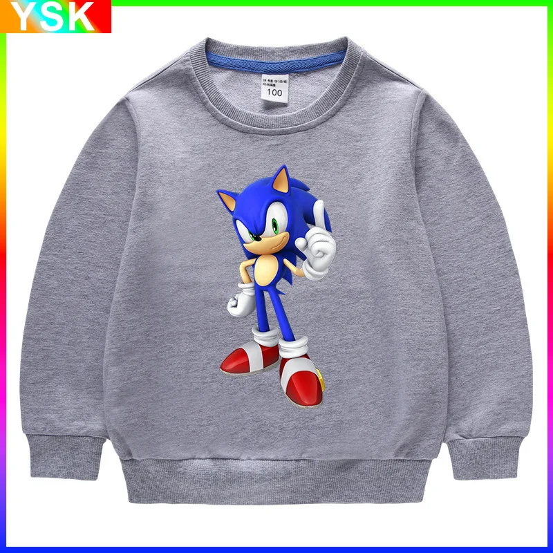 

2023 New Sonic Children's Sweater Children's Long-sleeved Men's Tops Children's Round Neck Bottoming Shirt