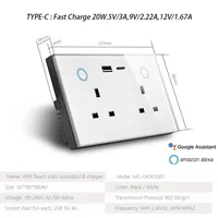 Melery WIFI Smart Tuya USB Type C PD 20W Wall Socket UK Plug Outlet Power Monitor Touch Switch Wireless Remote Alexa Google Home - Image 2