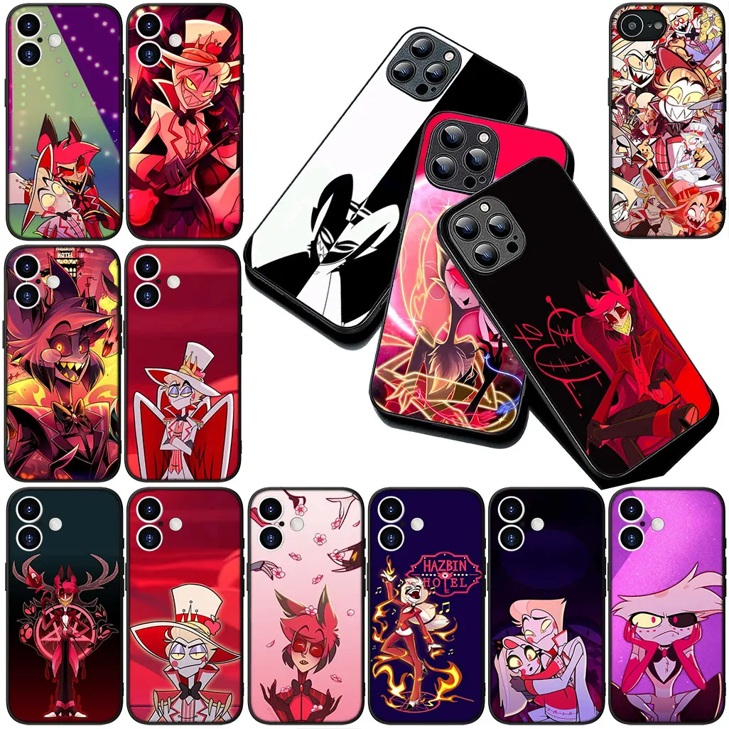 Stylish Dust-Proof Phone Case featuring Hazbins Charlie, Angel, and Alastor Design