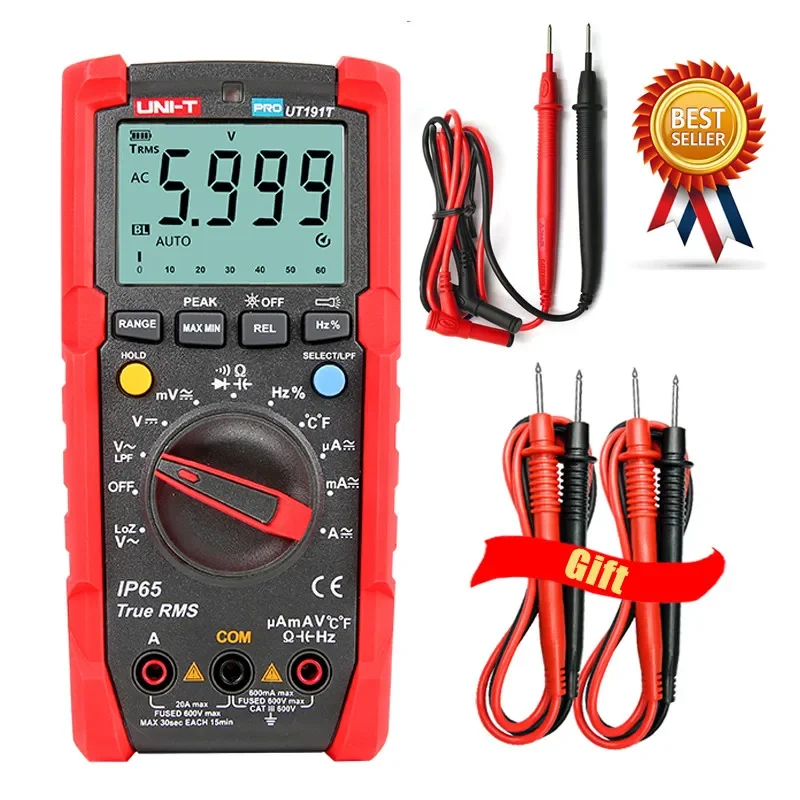 

UNI-T UT191T UT191E Tester Digital Multimeter Profesional True RMS Auto Range DMM 20A Ammeter 600V Count 6000 DC AC Capacitor.