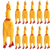 1PCS New Pet Dog Squeak Toy Screaming Chicken Squeeze Dog Chew Toy Durable And Fun Yellow Rubber Exhaust Chicken Toys 1