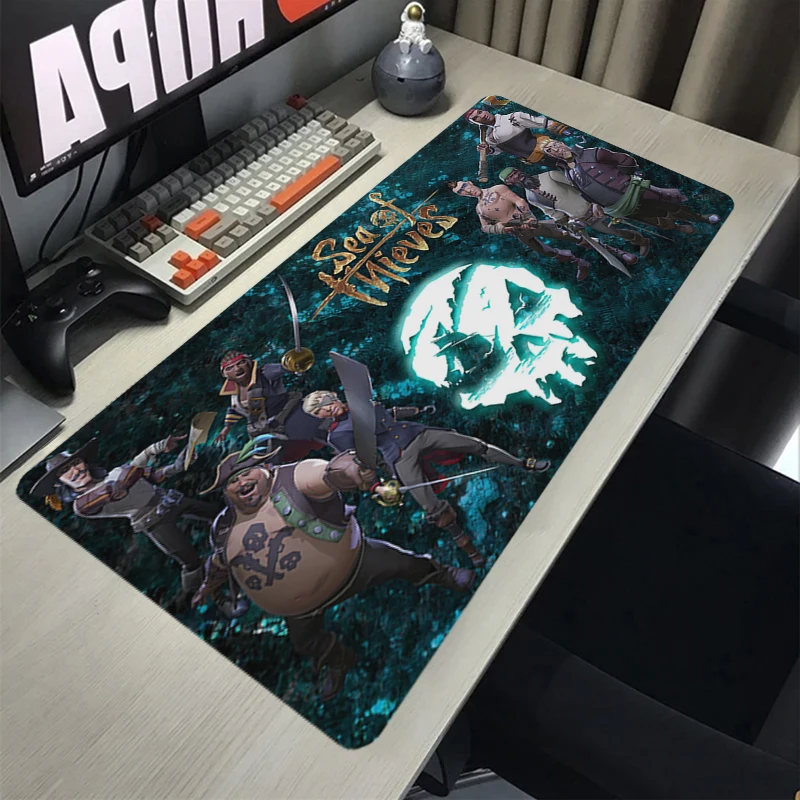 

Pc Gaming Mouse Pad Sea of Thieves Gamer Cabinet Rubber Desk Mat Computer Accessory Non-slip Mousepad Stitched Edge Keyboard Mat