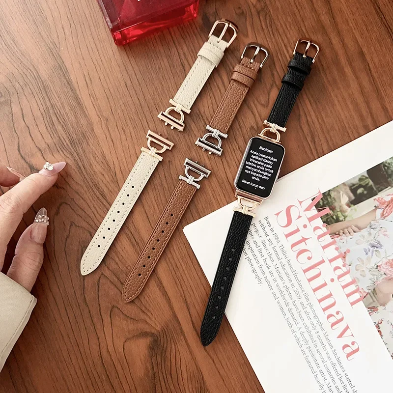 Premium Metal and Leather Strap for Fitness Smartwatch Accessories