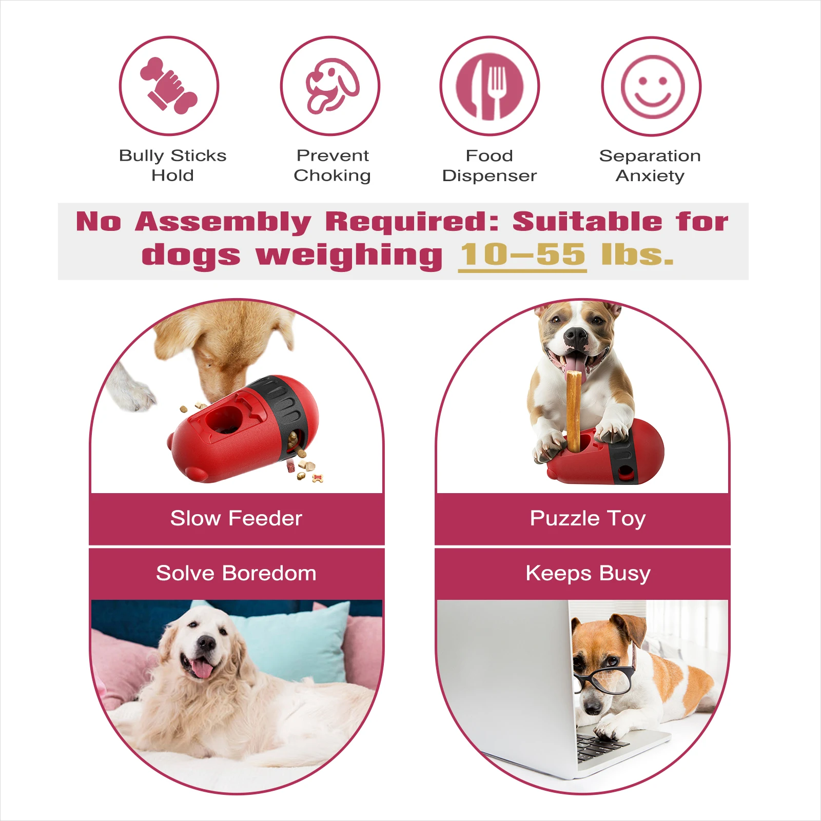 Bully Stick Holder Dog Toy Slow Feeder Ball Food Dispensing Toy for Small Medium Dogs Irregular Rolling Design Dog Toys 2