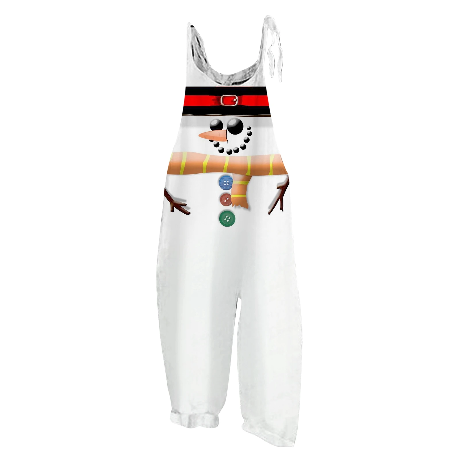 thumbnail image 1 of Mono con estampado navideño para mujer, informal, holgado, con tirantes ajustables, holgado, versátil, con tirantes, pierna ancha y ajustable, 1 of 4
