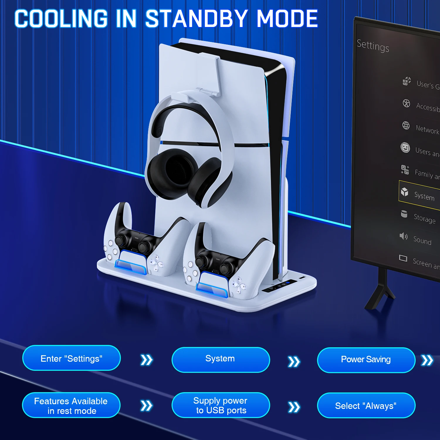 DinoFire محطة تبريد عمودية سريعة الشحن لأقراص PS5...