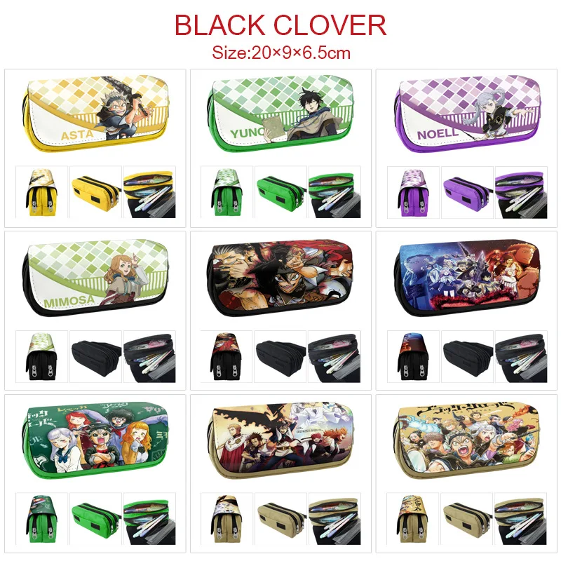 

20cm X 9cm Black Clover Asta Yuno Grinbellor Noell Silva Mimosa Vermilion Stationery Anime Premium Pencil Cases Cosmetic Bags