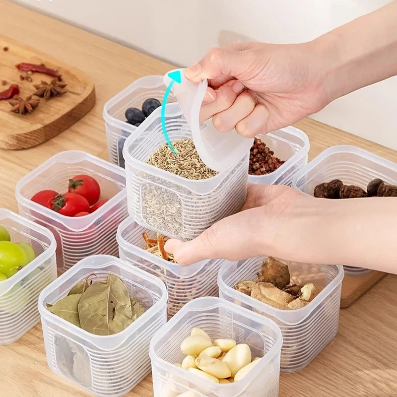 Vorratsbehälter Für Lebensmittel, 6 Fächer, Gemüse, Obst, Frischhaltebox Mit Deckel Für Kühlschrank, Küche, Gewürze, Gewürze, Vorratsglas_voghion.com