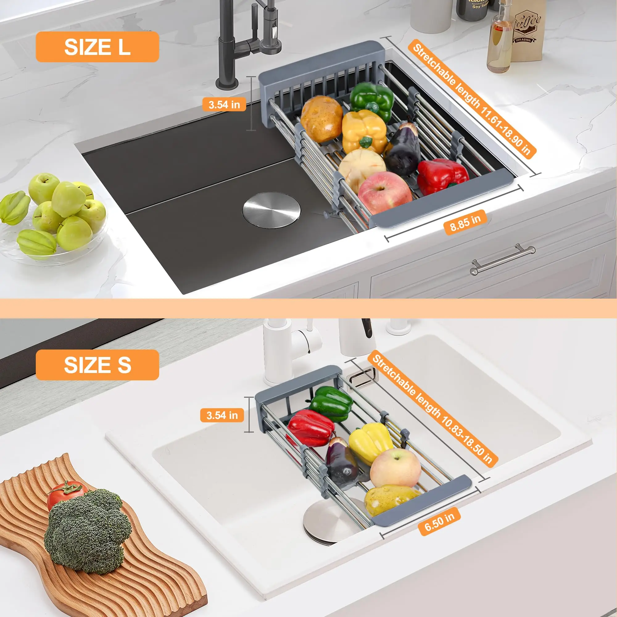 Bowl Drying Rack Expandable Suitable For Kitchen Sinks Metal Bowl And Dish Drain Multifunctional