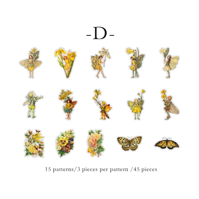 Mr.paper Boxed Flower Fairy Diary Series Decorative Diary Stickers Scrapbook Planner Japanese Decorative Stationery Stickers D