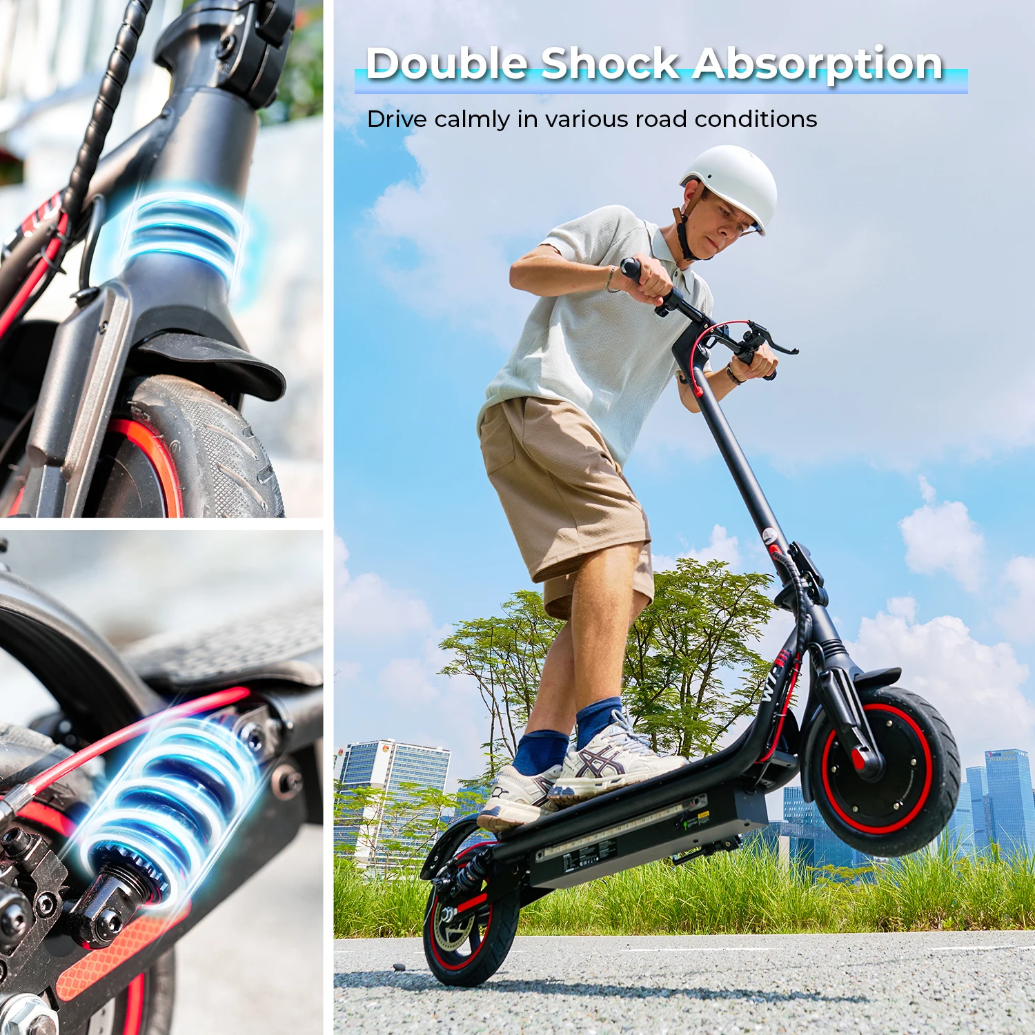 Scooter elettrico W7 8.5 "650W 36V 10.5Ah 25-35km Gamma Doppia sospensione Luci laterali Controllo app Velocità 35 km/h Scooter elettrici - immagine 4