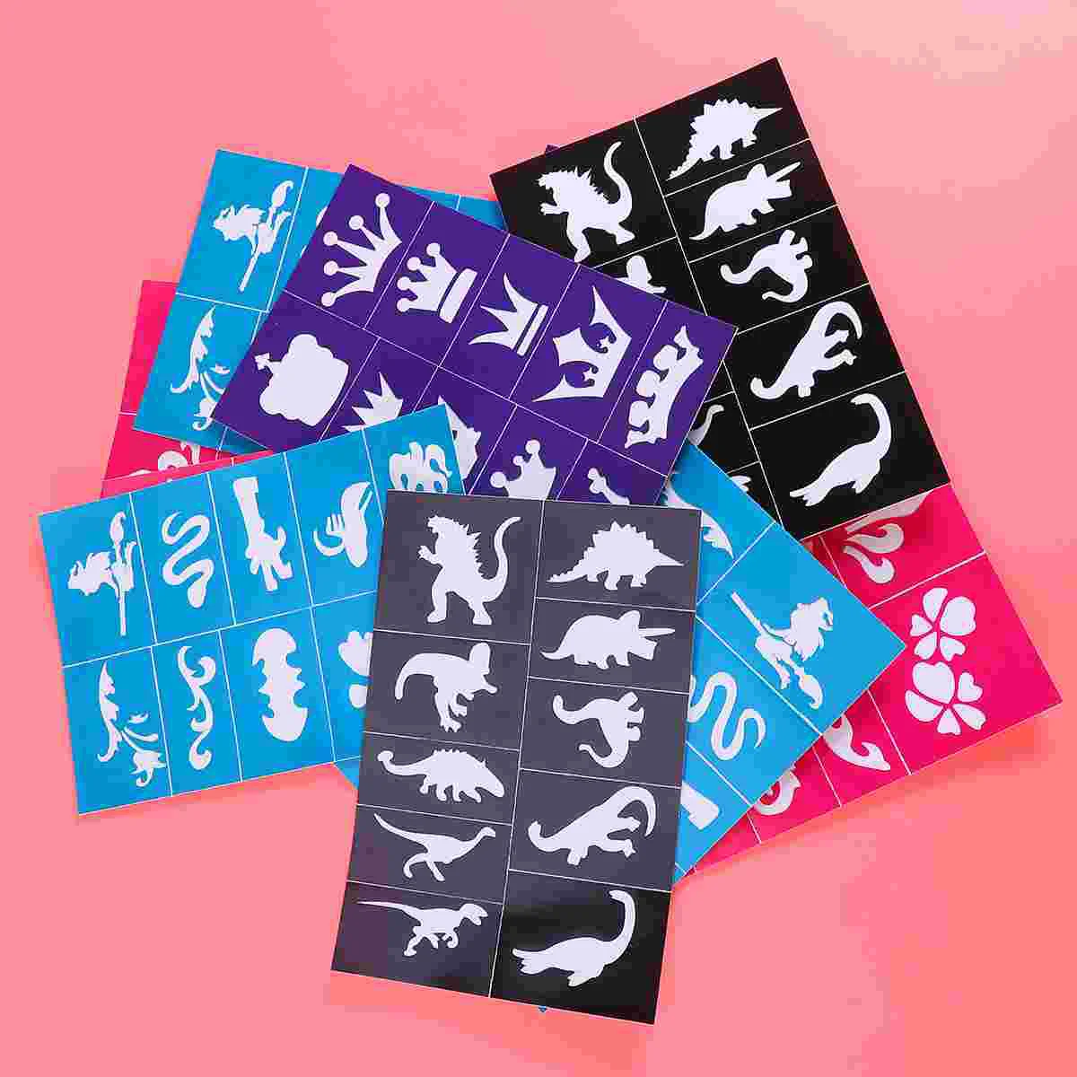 Tattoo Stencils 10 Pcs Drawing Glitter Stickers Body Sticker Sheets For Kids